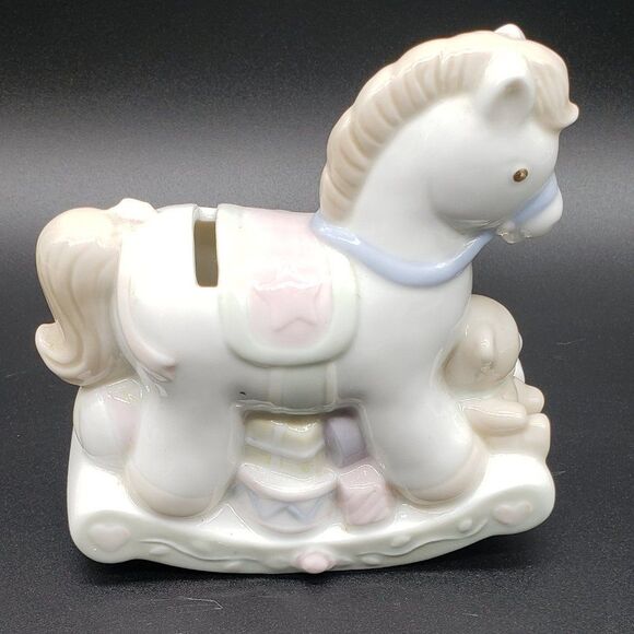 Lullaby Lane 1991 Summit Collection Porcelain Pastel Rocking Horse Piggy Bank - Picture 6 of 14